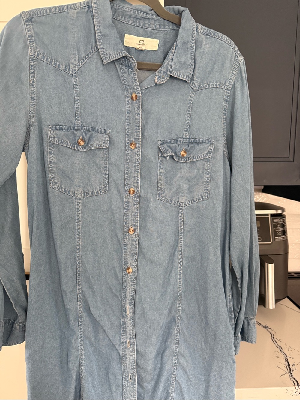 Light Blue soft Denim Button-Up dress- Classic Casual